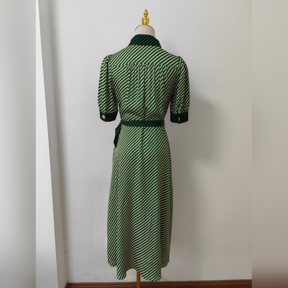 LK Bennett Val Treetop Green & Birch Printed Shirt Dress - Picture 6 of 13